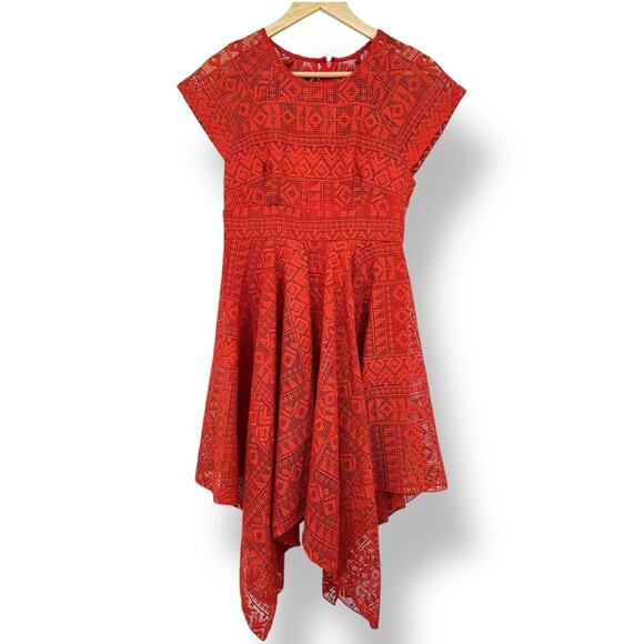Anthropologie Maeve Prima Lace Flowy Dress Women's 2 Burnt Orange - Picture 2 of 9